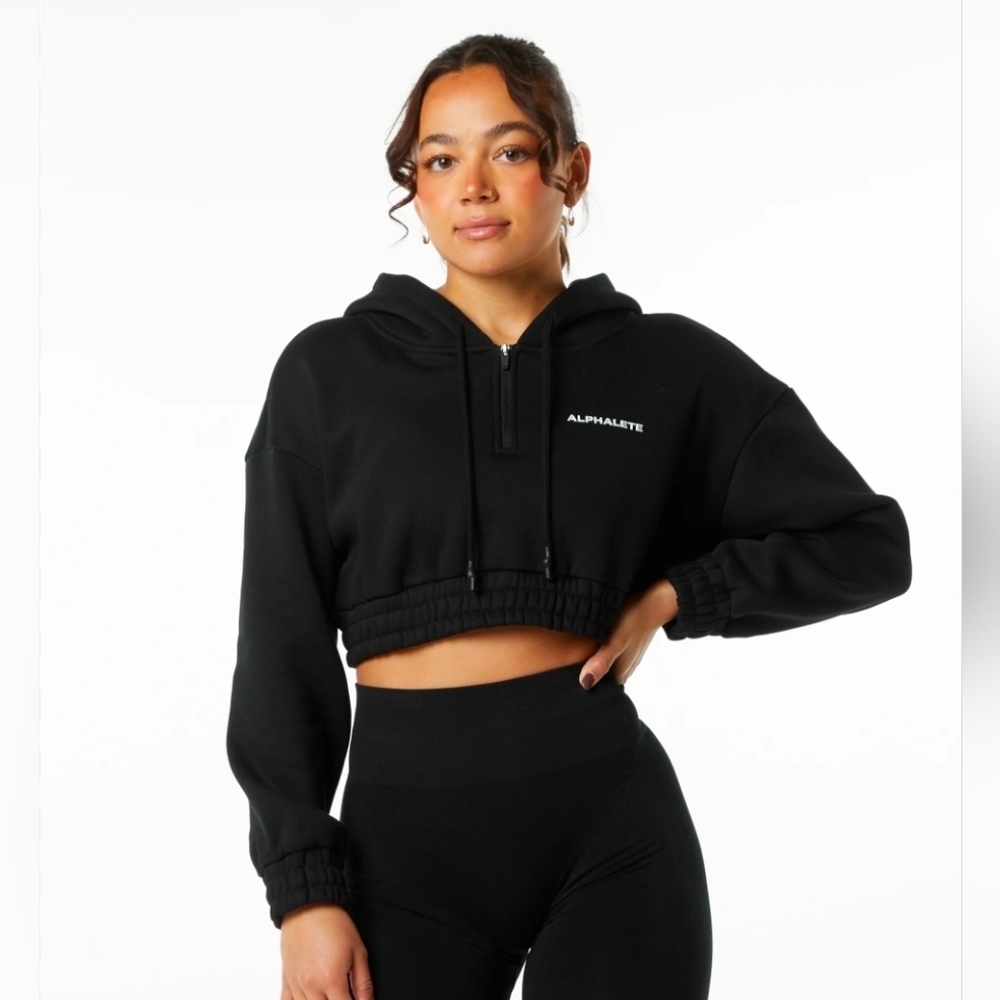 Alphalete Black Cropped Hoodie
